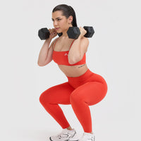 Effortless Seamless Leggings with White Logo | Charged Orange