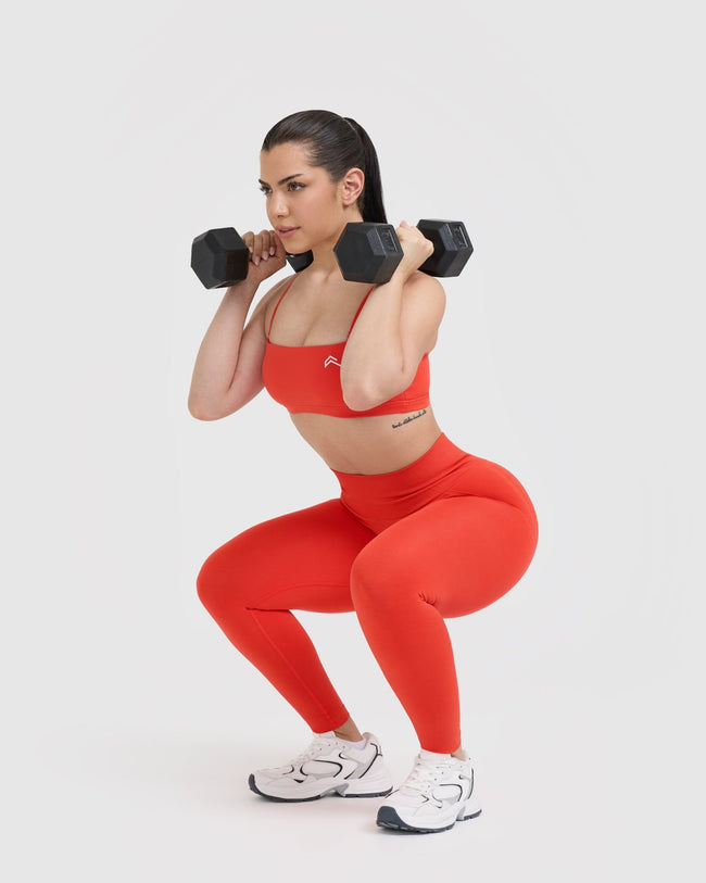 Effortless Seamless Leggings with White Logo | Charged Orange