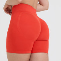 Effortless Seamless Shorts with White Logo | Charged Orange