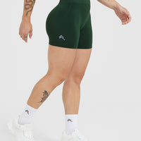 Effortless Seamless Shorts with White Logo | Evergreen