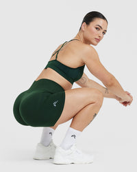 Effortless Seamless Shorts with White Logo | Evergreen