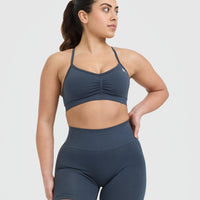 Effortless Strappy Bralette with White Logo | True Blue