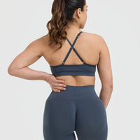 Effortless Strappy Bralette with White Logo | True Blue