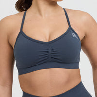 Effortless Strappy Bralette with White Logo | True Blue