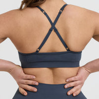 Effortless Strappy Bralette with White Logo | True Blue