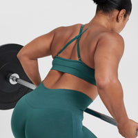 Effortless Strappy Bralette with White Logo | Marine Teal