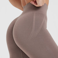 Effortless Seamless Leggings with White Logo | Washed Cool Brown