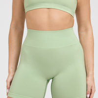Effortless Seamless Shorts with White Logo | Mint Green
