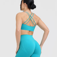 Everyday Cross Over Bralette | Aqua Blue