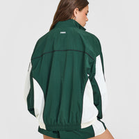 Oversized Piped Woven Track Jacket | Racing Green