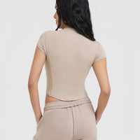 Mellow™ Rib Mid Mock Neck T-Shirt | Mushroom Brown