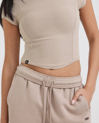 Mellow™ Rib Mid Mock Neck T-Shirt | Mushroom Brown