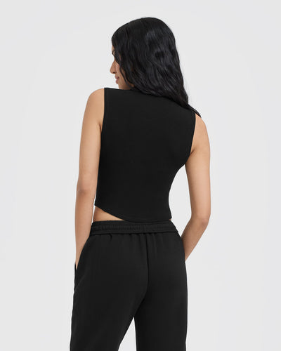 Mellow™ Rib Mid Mock Neck Tank | Black