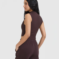 Mellow™ Rib Mid Mock Neck Tank | Plum Brown