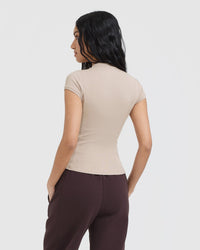 Mellow™ Rib Mock Neck T-Shirt | Mushroom Brown