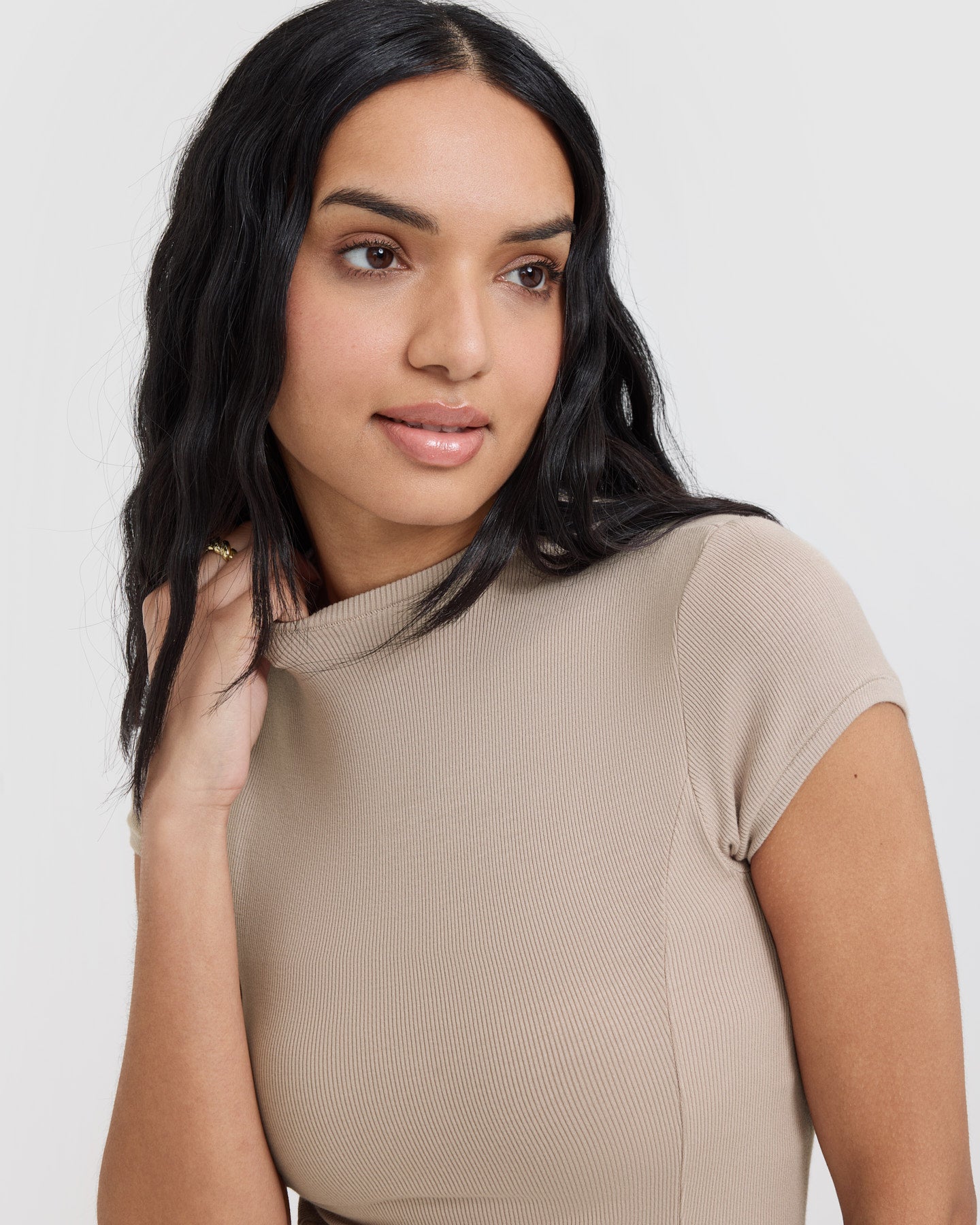 Mellow™ Rib Mock Neck T-Shirt | Mushroom Brown