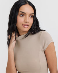 Mellow™ Rib Mock Neck T-Shirt | Mushroom Brown