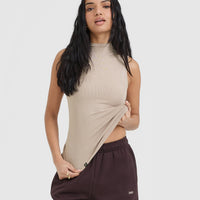 Mellow™ Rib Mock Neck Tank | Mushroom Brown