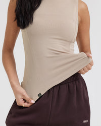 Mellow™ Rib Mock Neck Tank | Mushroom Brown