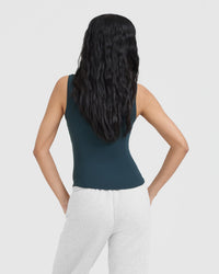 Mellow™ Rib Mock Neck Tank | Oil Blue