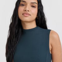 Mellow™ Rib Mock Neck Tank | Oil Blue