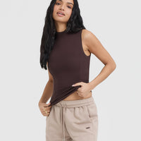Mellow™ Rib Mock Neck Tank | Plum Brown