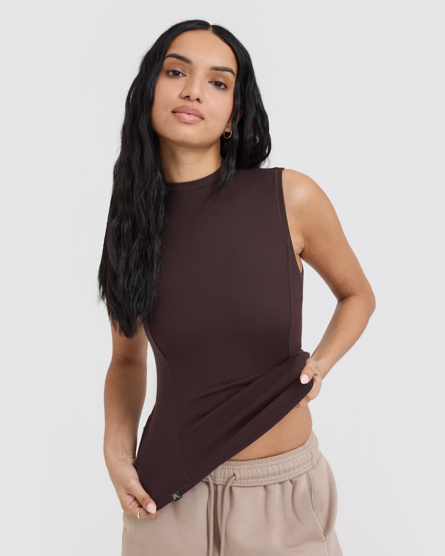 Mellow™ Rib Mock Neck Tank | Plum Brown