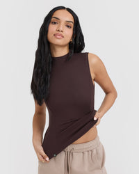 Mellow™ Rib Mock Neck Tank | Plum Brown