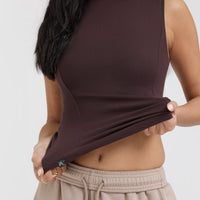Mellow™ Rib Mock Neck Tank | Plum Brown