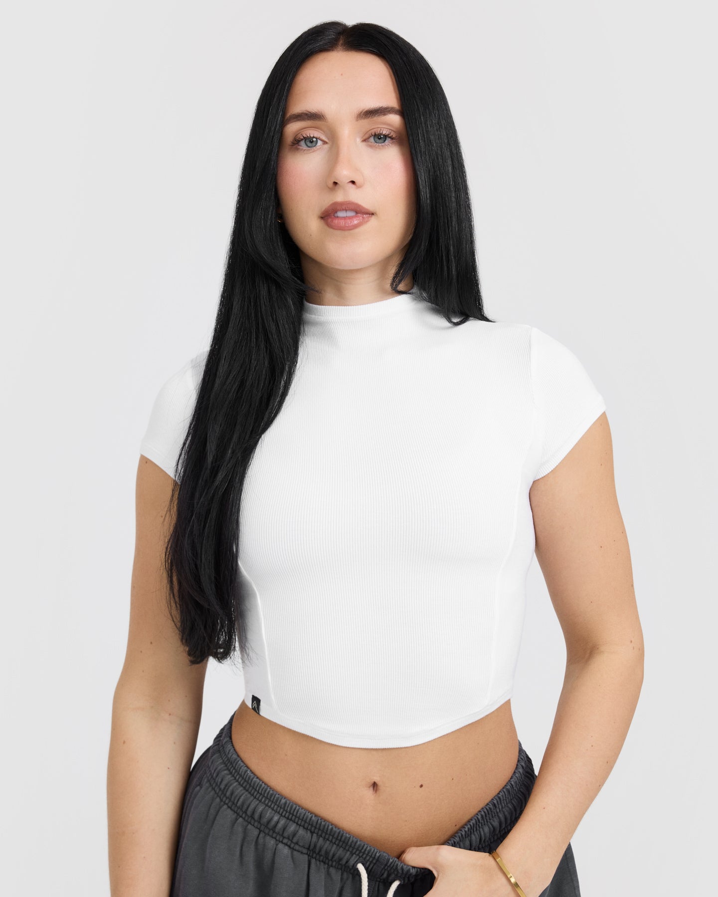 Mellow™ Rib Mid Mock Neck T-Shirt | White