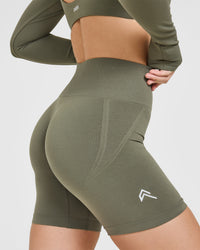 Effortless Seamless Shorts with White Logo | Alpine Green