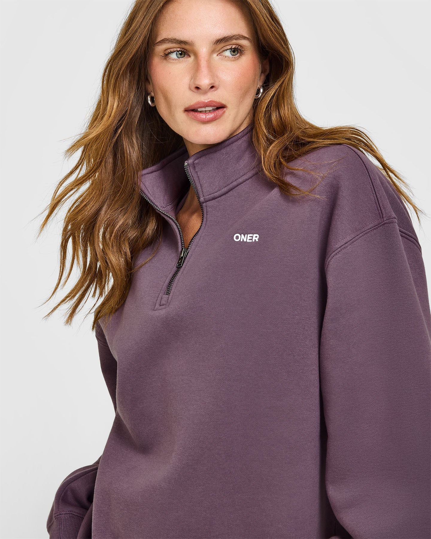 Foundations Oversized 1/4 Zip Sweatshirt | Vintage Purple