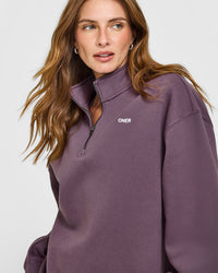 Foundations Oversized 1/4 Zip Sweatshirt | Vintage Purple
