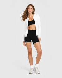 Mellow™ Rib Long Sleeve Cardigan | White