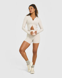 Mellow™ Rib Mid Long Sleeve Cardigan | Sand