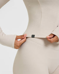 Mellow™ Rib Mid Long Sleeve Cardigan | Sand