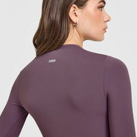 SoftMotion™ Long Sleeve Top with White Logo | Vintage Purple