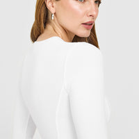 Mellow™ Rib Mid Long Sleeve Cardigan | White