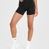 SoftMotion™ High Waisted Shorts 6" with White Logo | Black