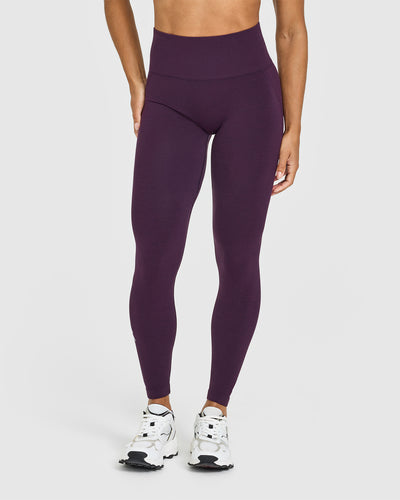 Effortless Seamless Leggings with White Logo | Blackberry Purple