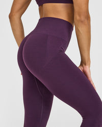 Effortless Seamless Leggings with White Logo | Blackberry Purple
