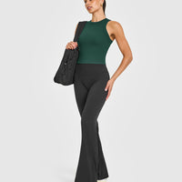 Mellow™ Rib High Neck Mid Tank Top | Racing Green