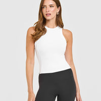 Mellow™ Rib High Neck Mid Tank Top | White