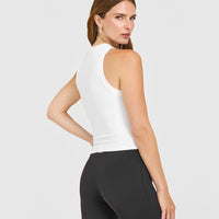 Mellow™ Rib High Neck Mid Tank Top | White