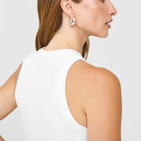 Mellow™ Rib High Neck Mid Tank Top | White