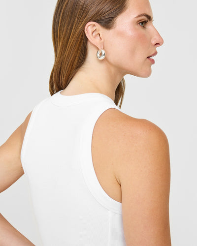 Mellow™ Rib High Neck Mid Tank Top | White