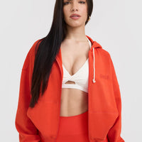 Raw Lounge Oversized Zip Hoodie | Charged Orange