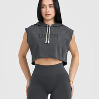 Raw Lounge Sleeveless Crop Hoodie | Coal