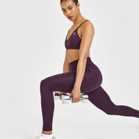 Timeless High Waisted Leggings with White Logo | Blackberry Purple