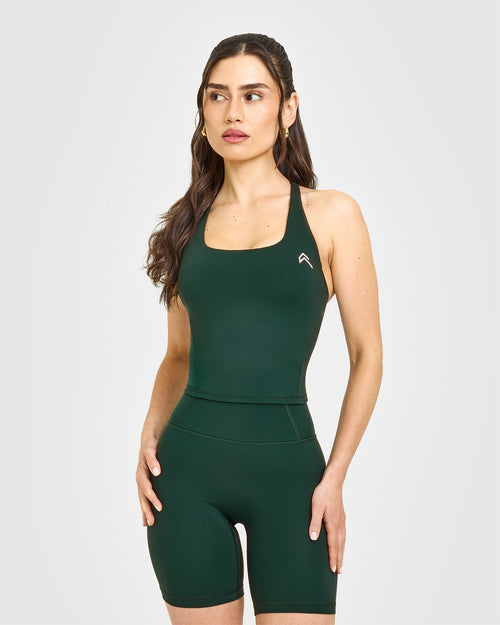Oner Modal Timeless Square Neck Mid Vest with White Logo | Racing Green
